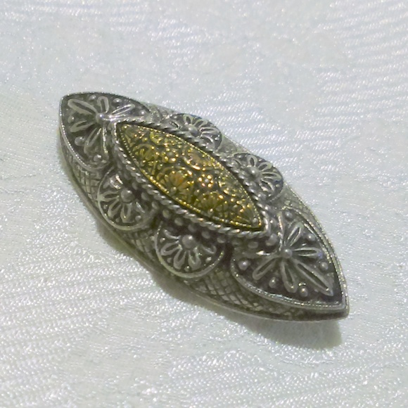 Vintage Victorian Style Silver Copper Tone Bar Pin - Picture 3 of 4